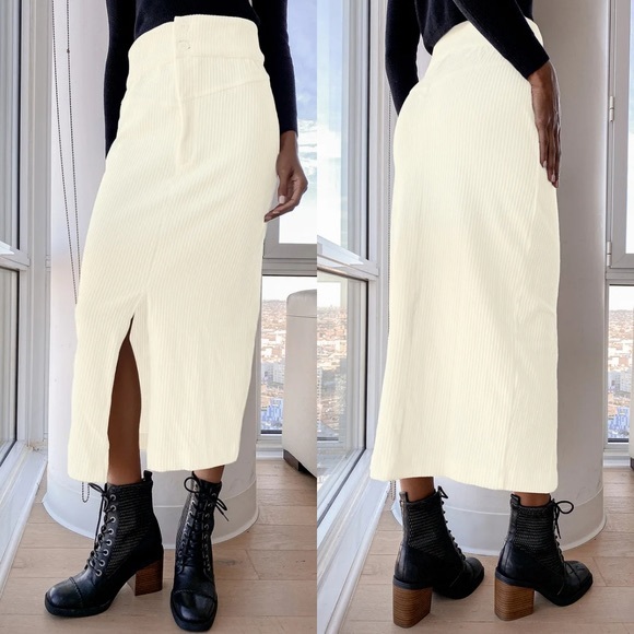 FREE PEOPLE ROXY CREAM RIBBED SKIRT - Picture 3 of 5